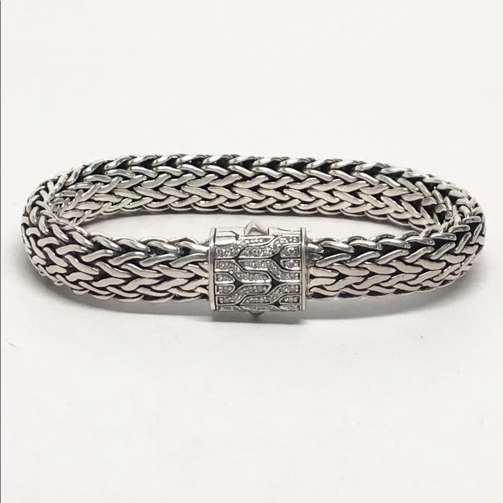 John Hardy 11mm Diamond Clasp Classic Chain Bracelet .925 - Picture 5 of 9